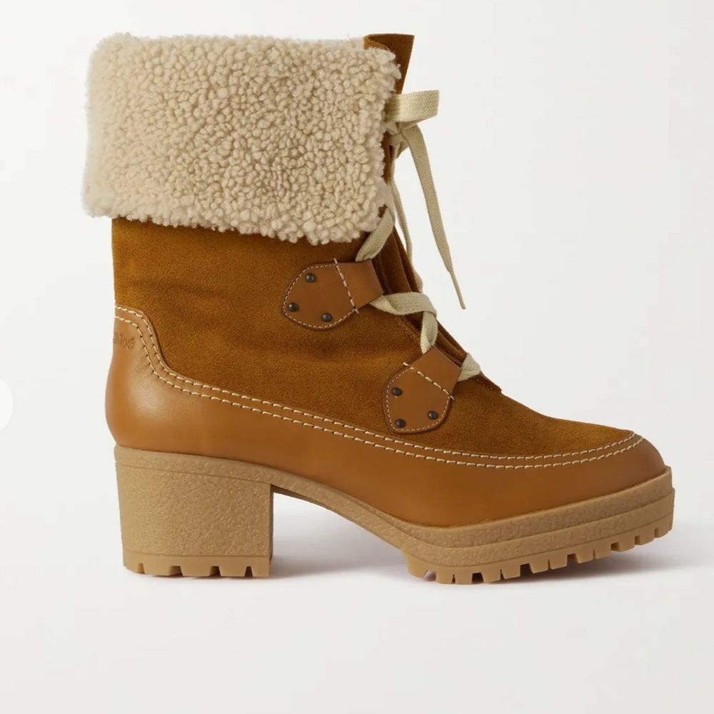 See by Chloé Verena Shearling High Block Heel Booties - Picture 5 of 16